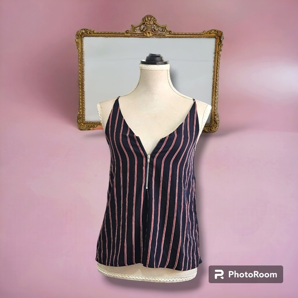 Tops - Mint | Pre Loved Singlet in Navy and red Stripe | Size 6